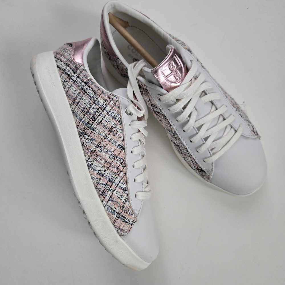 COLE HAAN Stylish Women's Sneakers in Pink and White TWEED.  NEW IN BOX.